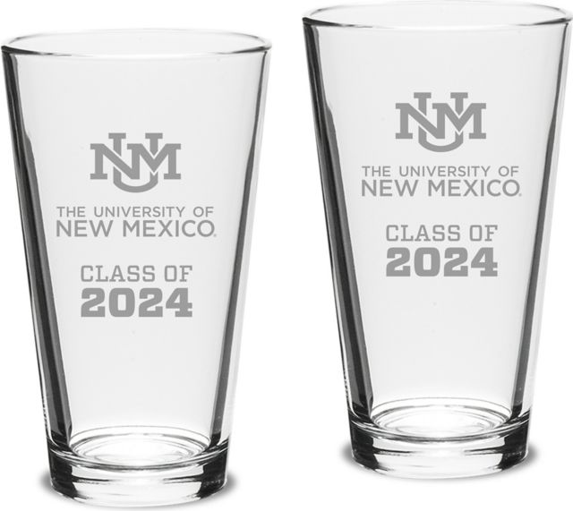 University of New Mexico Class of 2024 16 oz. Glass - Set of 2 - ONLINE ONLY