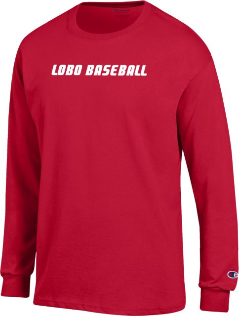 New Mexico Champion Red Long Sleeve T Shirt-S Lobo Baseball - ONLINE ONLY