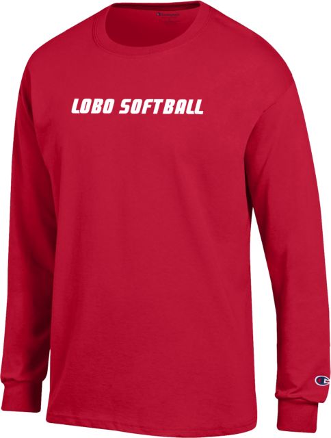 New Mexico Champion Red Long Sleeve T Shirt-S Lobo Softball - ONLINE ONLY