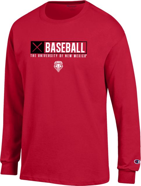 New Mexico Champion Red Long Sleeve T Shirt-S UNM Lobos Baseball - ONLINE ONLY