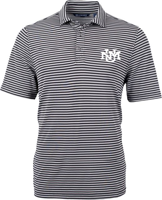 New Mexico CandB Virtue Eco Pique Stripe Black Polo-S Secondary Athletics Mark - ONLINE ONLY