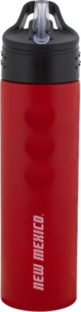 New Mexico Stainless Steel Black Grip Water Bottle 24oz New Mexico Wordmark Engraved - ONLINE ONLY